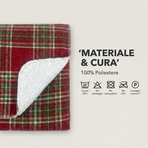 Red Double Scottish Plaid 210x230 – Doppelseiter Sherpa