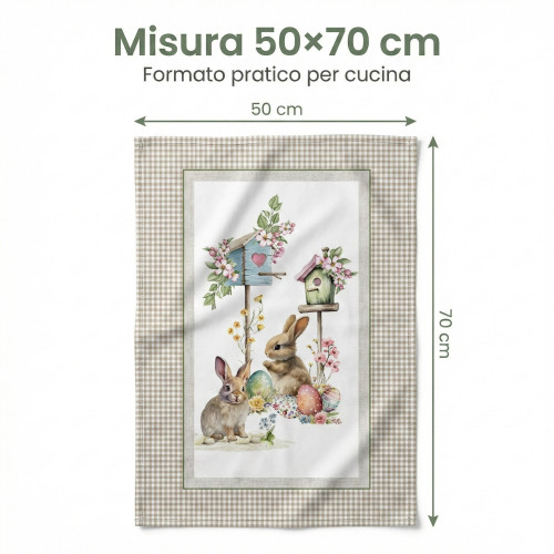 Pasquali Baumwoll-Küchentücher-Set 5 50x70 Kaninchen – Hergestellt in Italien