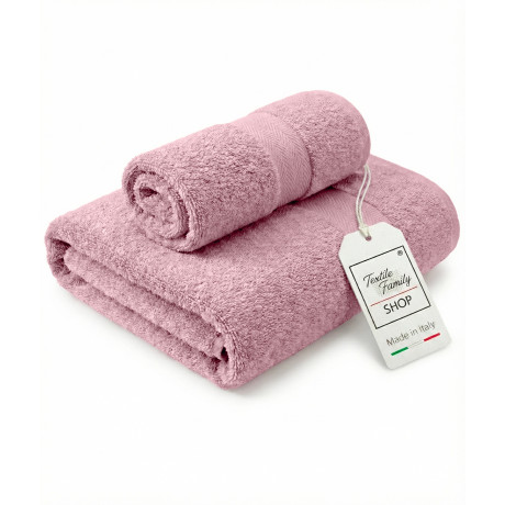 Coppia Asciugamani Viso e Ospite Incenso Rosa Spugna Made in Italy