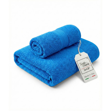 Coppia Asciugamani Viso e Ospite Bluette Spugna Made in Italy