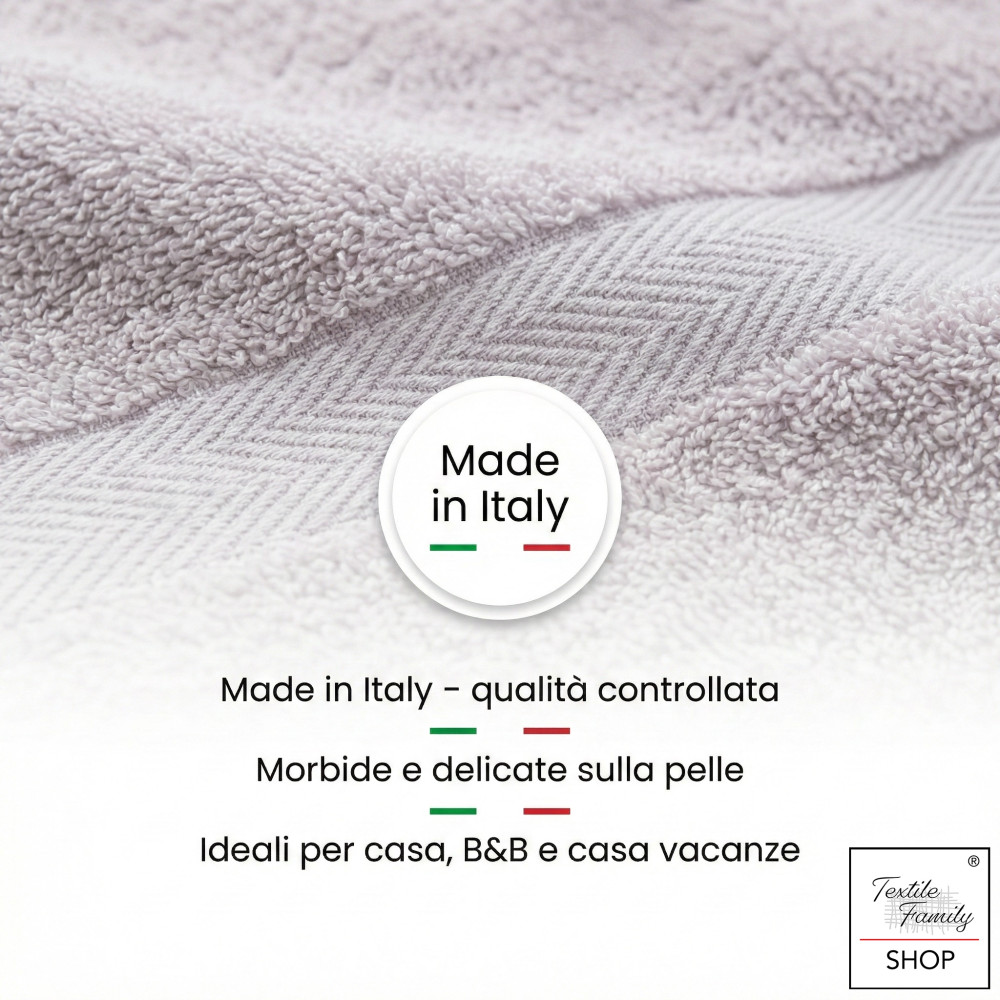 Coppia Asciugamani Viso e Ospite Grigi Spugna Made in Italy