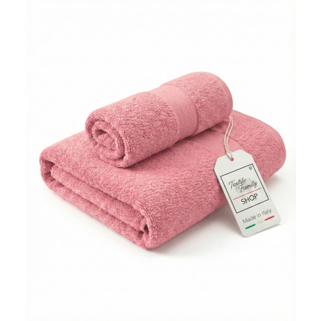 Pair Face and Guest Towels Antique Pink Sponge Made in Italy