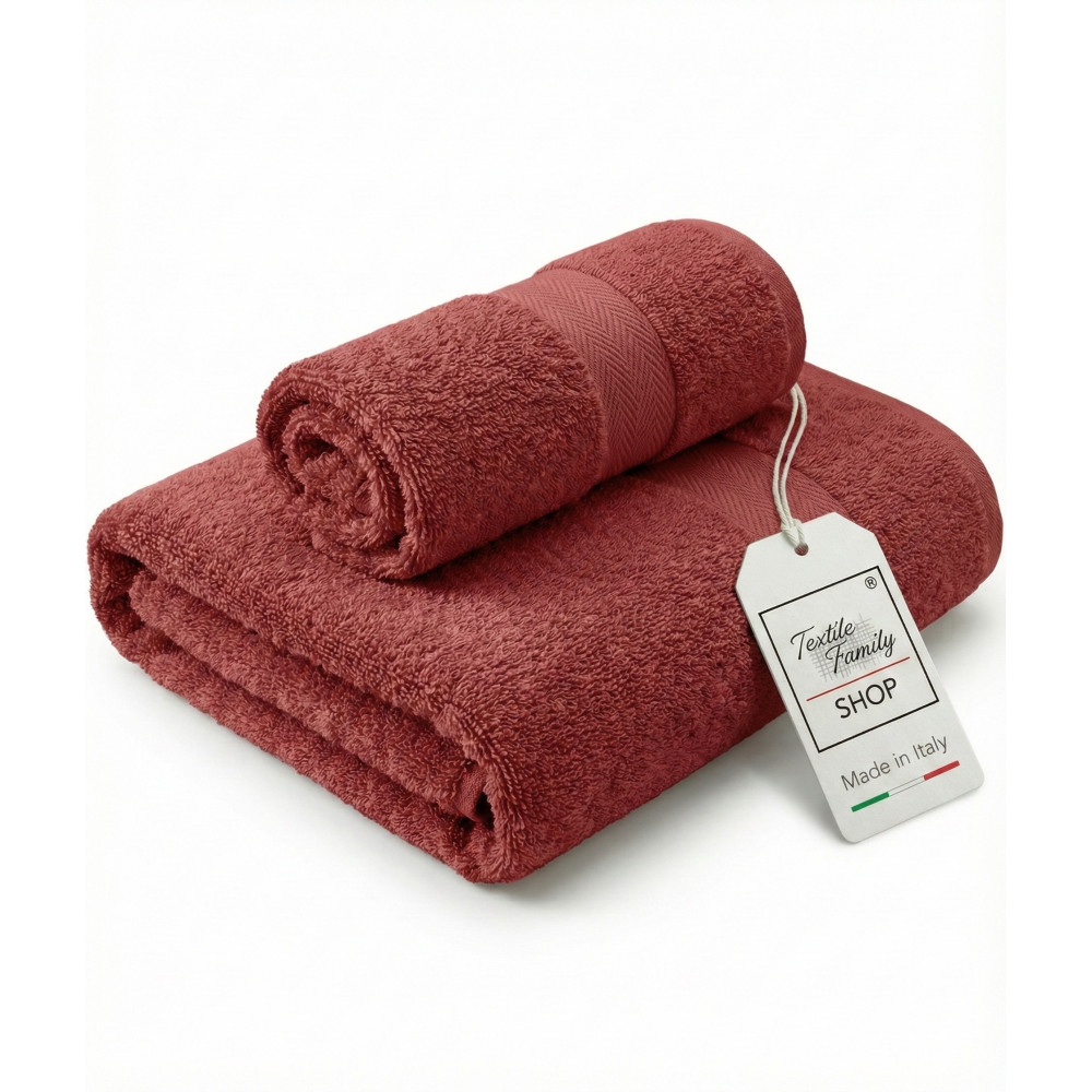 Toallas de cara y de invitados Pair Sponge de fresa Made in Italy