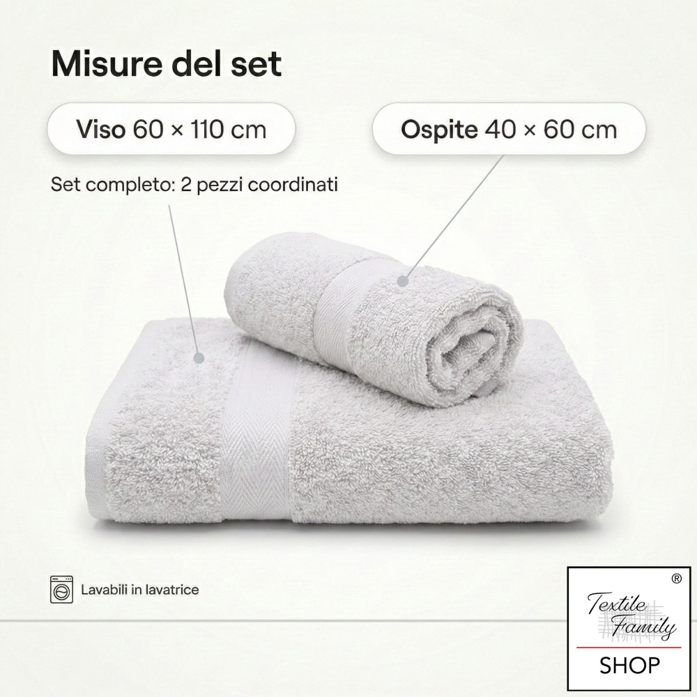 Coppia Asciugamani Viso e Ospite Bruciato Spugna Made in Italy