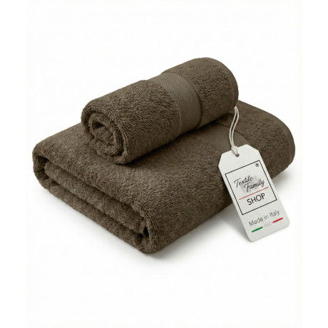 Toallas Pair Face e Guest Sponge Taupe Made in Italy