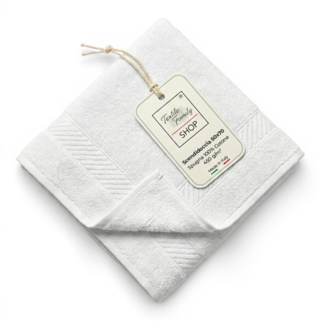Tapis de douche blanc de salle de bain 50x70 éponge en coton 450 g/m² Fabriqué en Italie