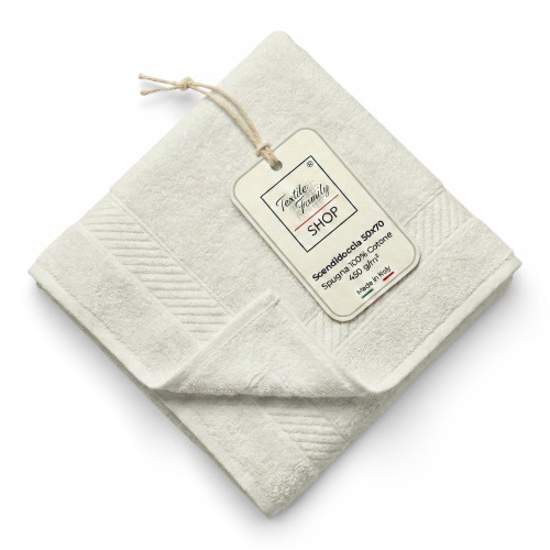 Pantalla de ducha de baño de marfil 50x70 Esponja de algodón 450 g/m² Fabricada en Italia