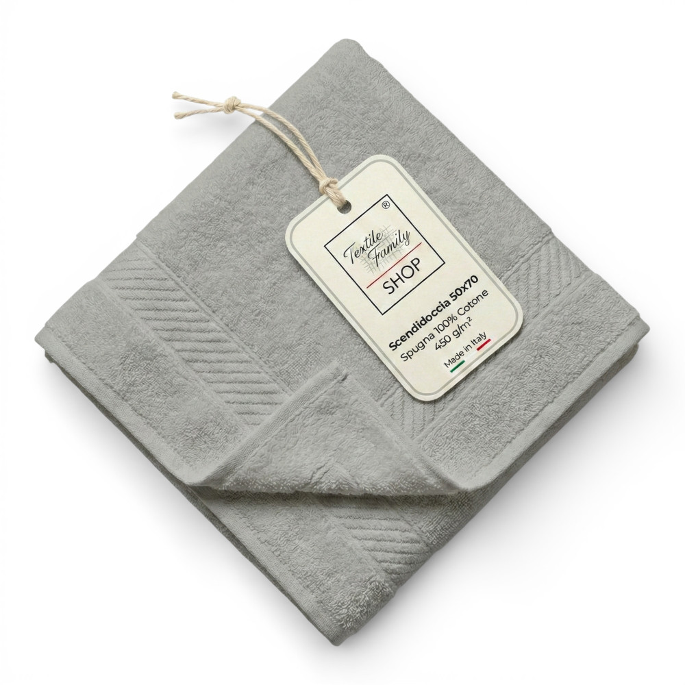 Pantalla gris de ducha de baño 50x70 Esponja de algodón 450 g/m² Fabricada en Italia