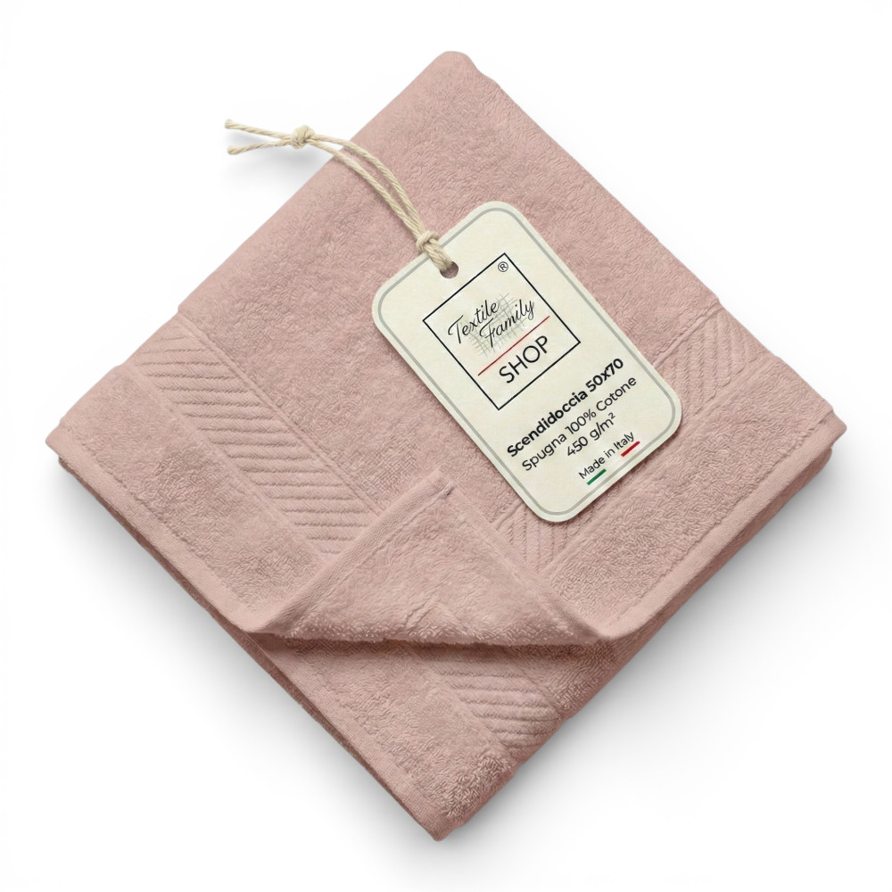 Moustiquaire de douche rose poudre 50x70 éponge en coton 450 g/m² Fabriqué en Italie