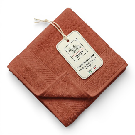 Serviette de douche pour bain brûlée 50x70 Éponge en coton 450 g/m² Fabriqué en Italie