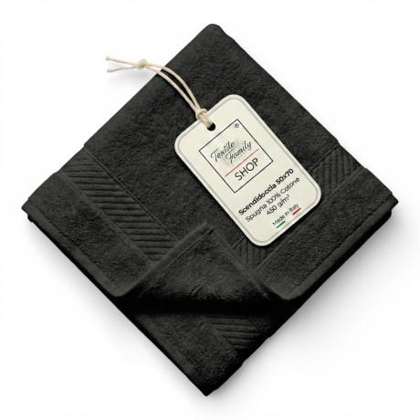 Pantalla negra de ducha de baño 50x70 Esponja de algodón 450 g/m² Fabricada en Italia