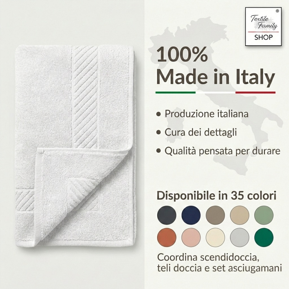 Ecru Bathroom Shower Screen 50x70 Cotton Sponge 450 g/m² Made in Italy