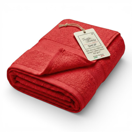Red Shower Towel 100x150 Cotton Terry 450 g/m² Made in Italy