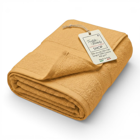 Serviette de douche en ocre 100x150 Cotton Terry 450 g/m² Fabriqué en Italie