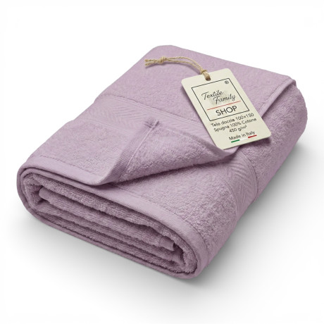 Lilac Shower Towel 100x150 Cotton Terry 450 g/m² Made in Italy