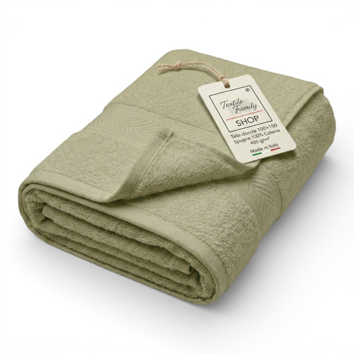 Olive Shower Towel 100x150 Cotton Terry 450 g/m² Made in Italy