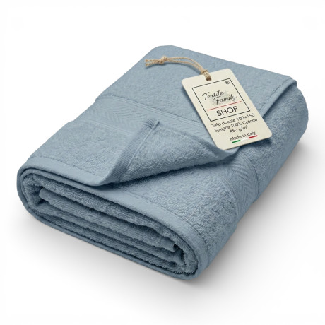 Toalla de ducha de acero 100x150 algodón de rizo 450 g/m² Fabricada en Italia