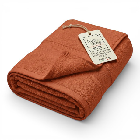 Terrakotta-Duschtuch 100x150 Baumwoll-Terry 450 g/m² Hergestellt in Italien