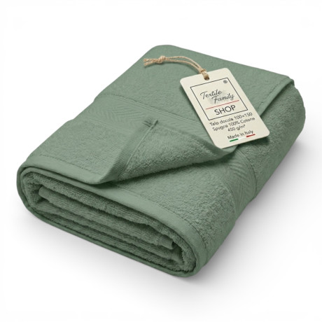 Telo Doccia Asparago 100x150 Spugna Cotone 450 g/m² Made in Italy