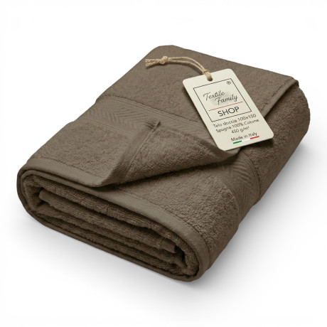 Toalla de ducha Taupe 100x150 Cotton Terry 450 g/m² Fabricada en Italia