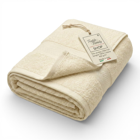 Telo Doccia Ecrù 100x150 Spugna Cotone 450 g/m² Made in Italy