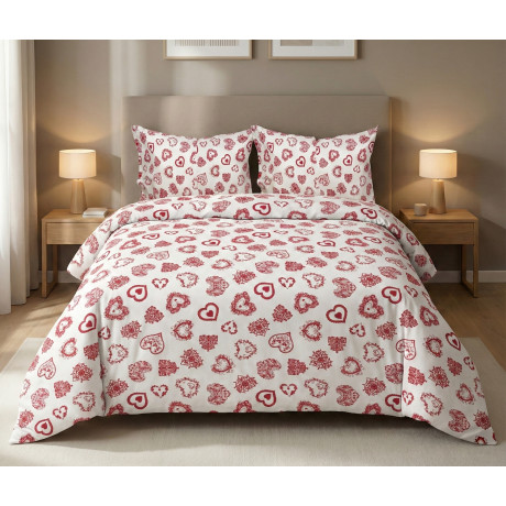 Miros Red Heart Duvet Cover – 100% Cotton, Tyrolean Style Made in Italy