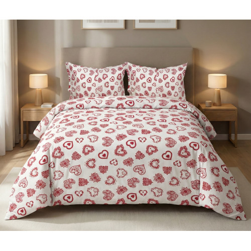 Copripiumino Miros Cuore Rosso – 100% Cotone, Stile Tirolese Made in Italy