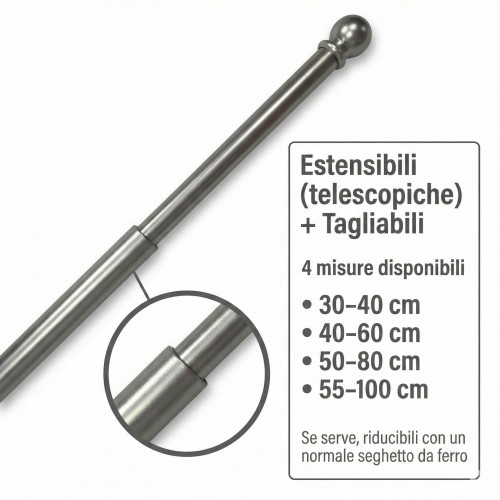 Astine Tex tenda a vetro Ø7 ottone nichelato argento opaco