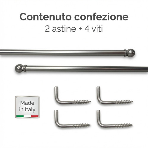 Tex glass curtain rods Ø7 matt silver nickel-plated brass
