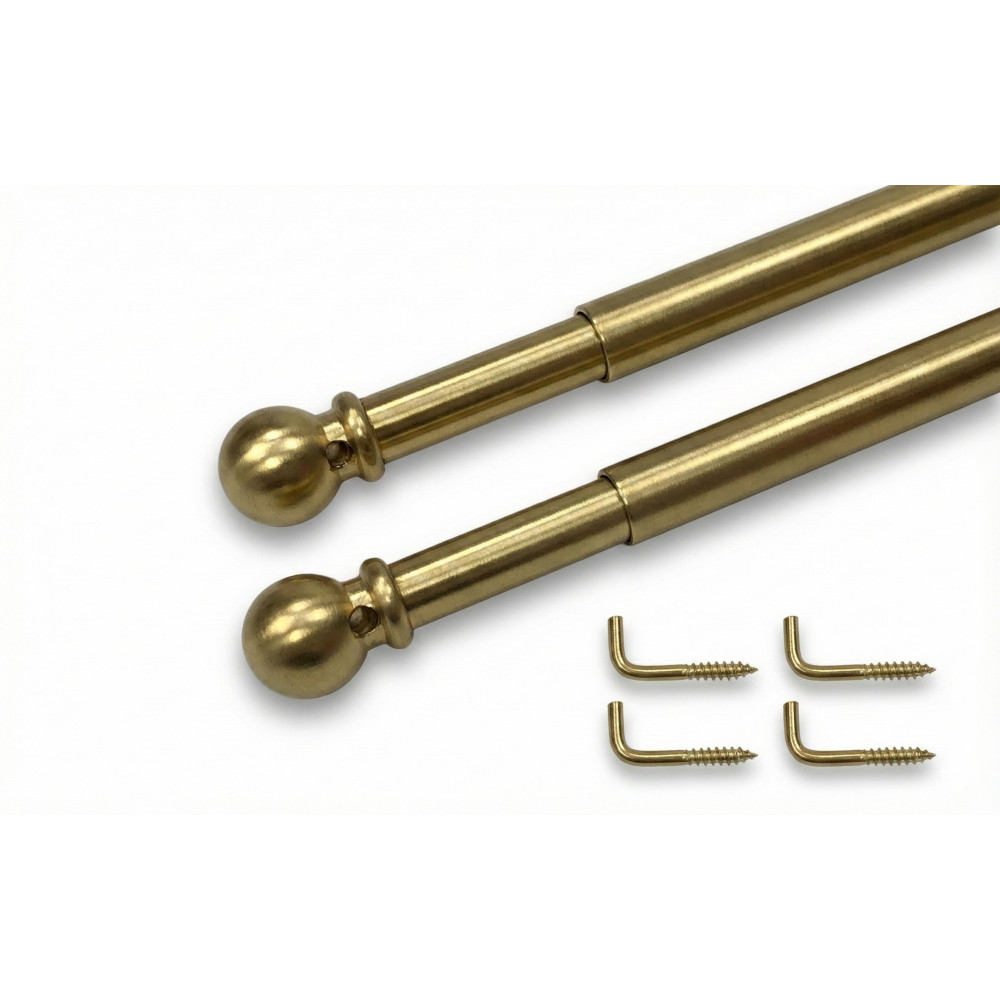 Tex glass curtain rods Ø7 in polished brass with screws