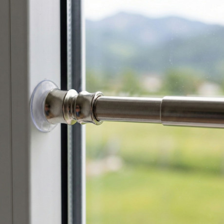 Einschieberstangen: Glasvorhang mit Nickelbeschichtung aus Messing, Silber Ø7/8