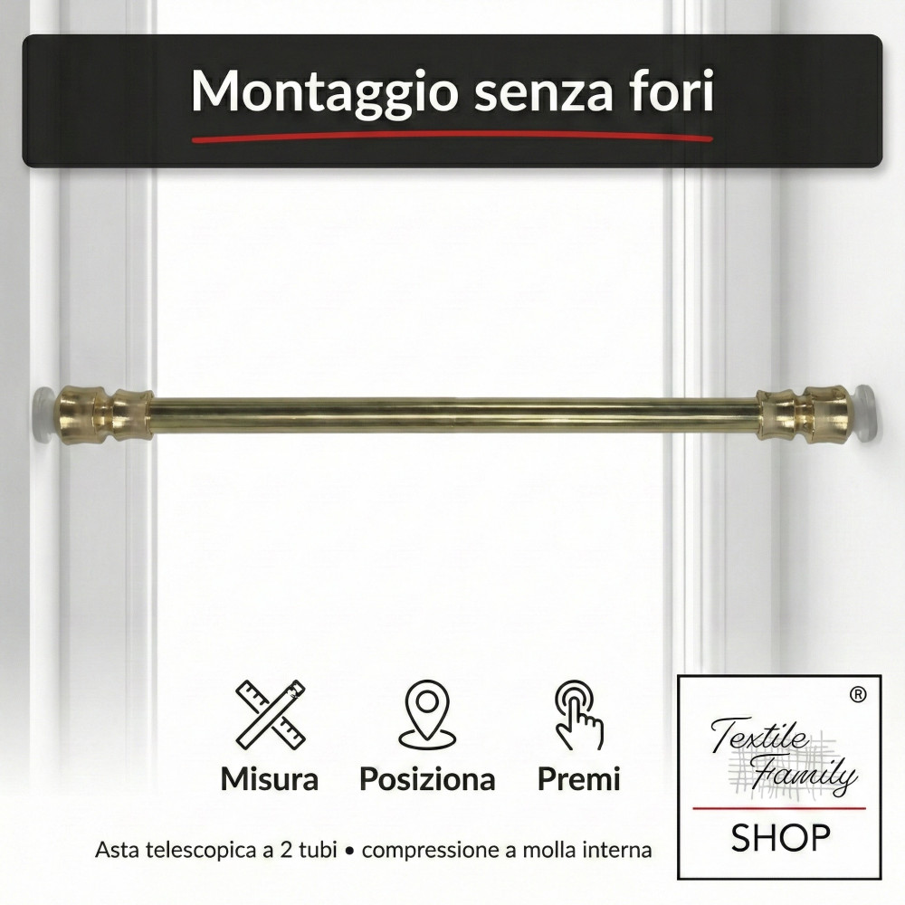 Astine a pressione tenda a vetro ottone lucido oro Ø7/8