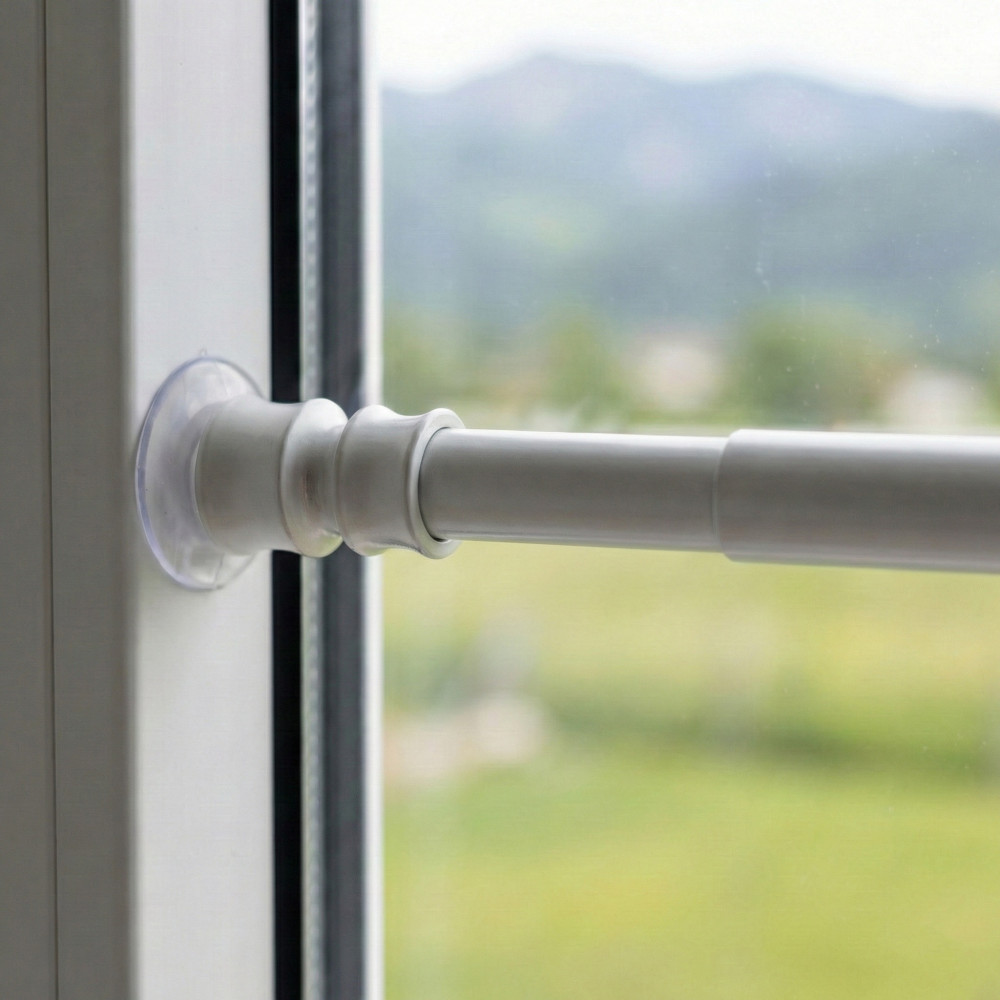 Push-in rods white glass curtain Ø7/8 adjustable