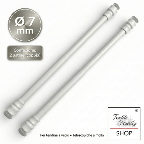 Push-in rods white glass curtain Ø7/8 adjustable