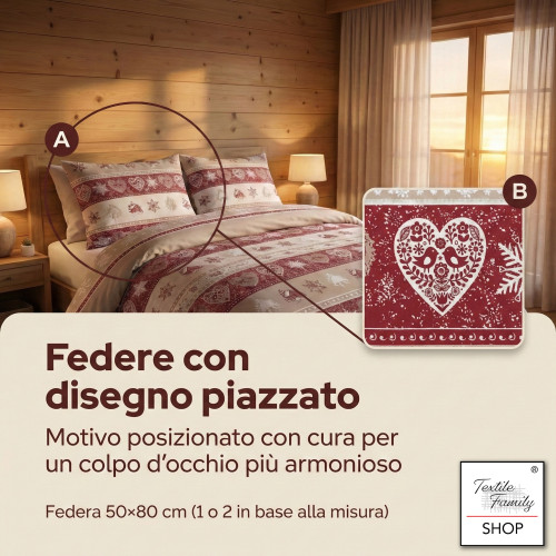 Copripiumino Cuore e Baita Rosso con Patella 40 cm