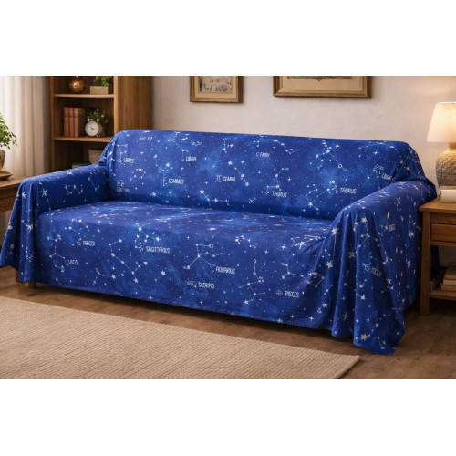 Telo Copritutto Segni Zodiacali Blu in 100% Cotone Made in Italy