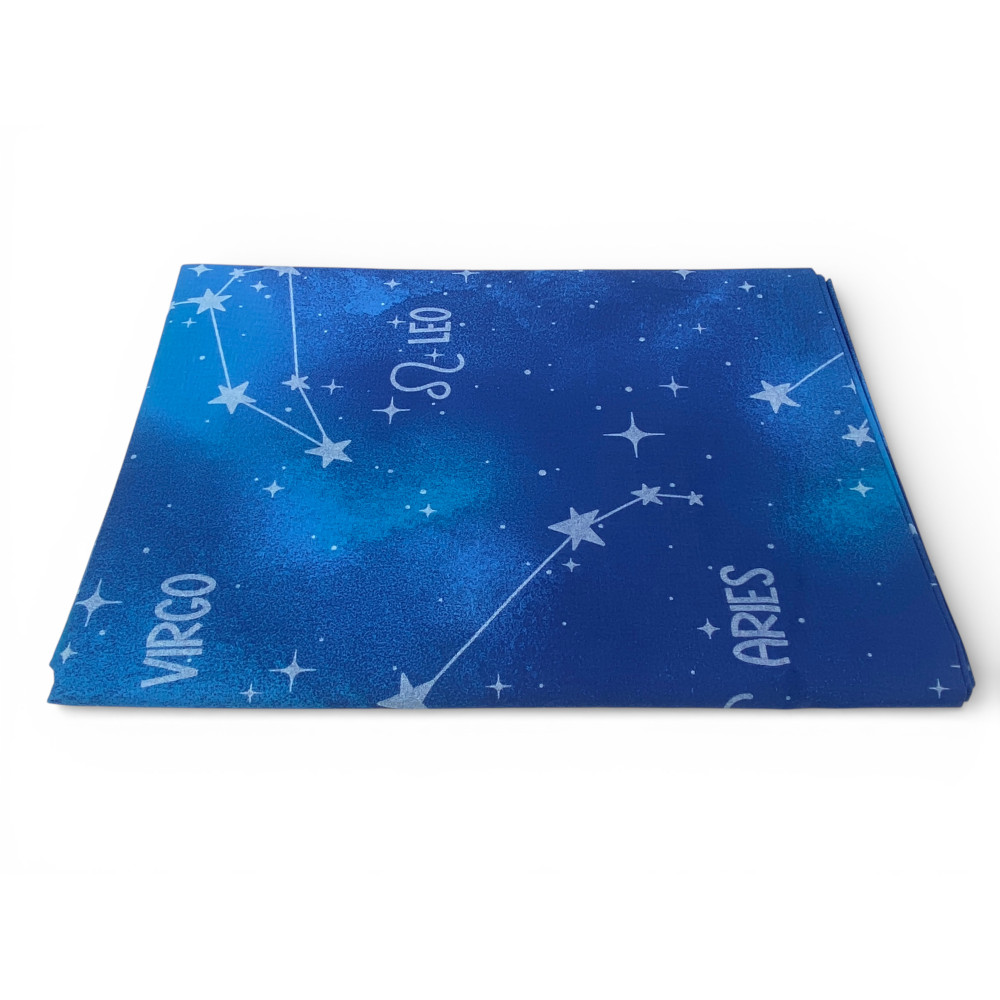 Cubierta de signos azules en algodón 100% fabricado en Italia