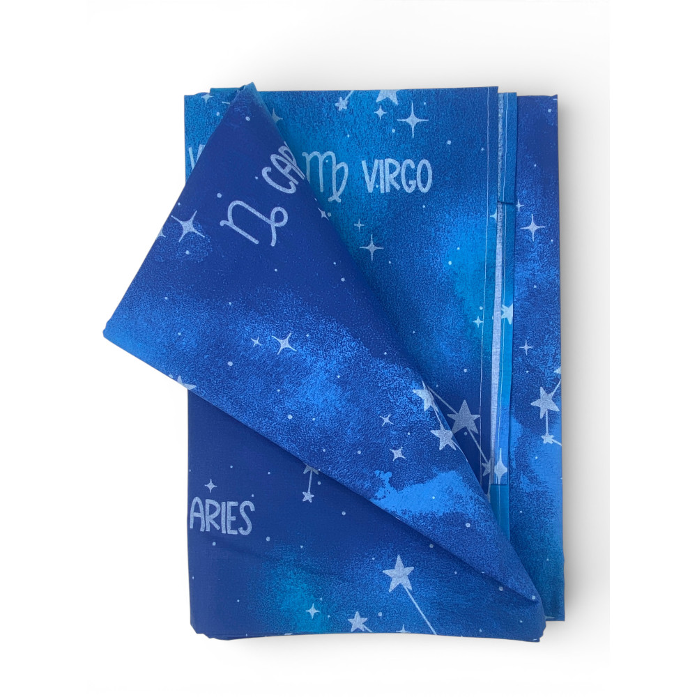 Telo Copritutto Segni Zodiacali Blu in 100% Cotone Made in Italy