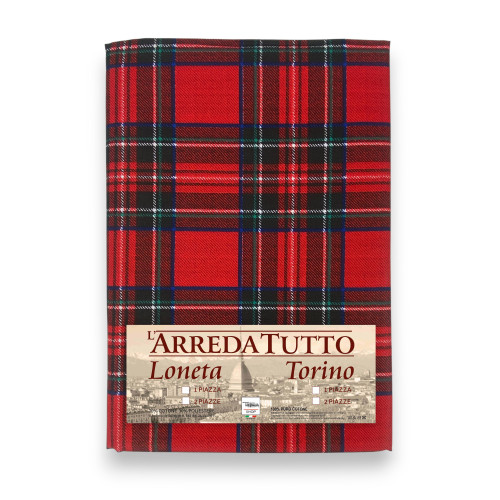 Telo Copritutto Tartan Rosso Gran Foulard in 100% Cotone Made in Italy