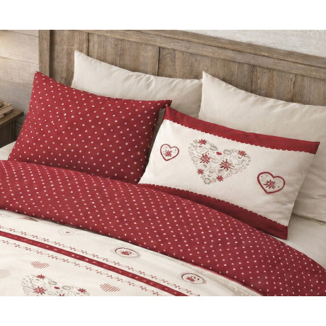 Red Edelweiss Heart duvet cover 100% cotton bed set with pillowcases 2