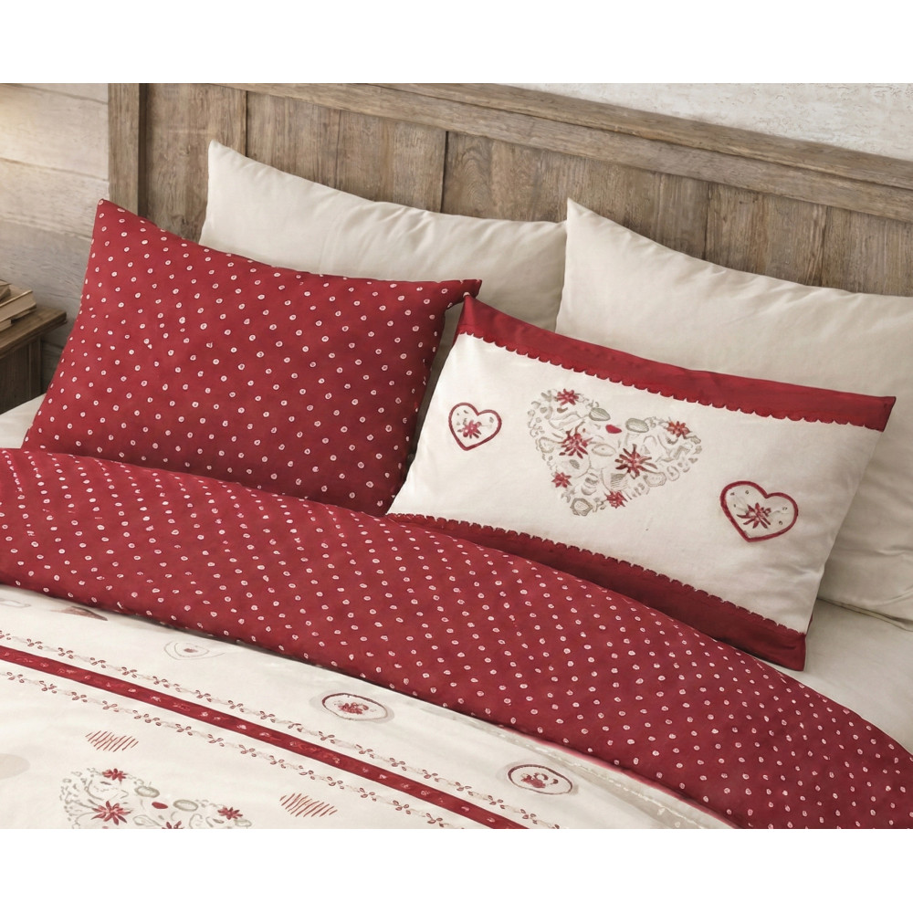 Edelweiss Heart Duvet Cover Red 100% Cotton Winter Bed Set