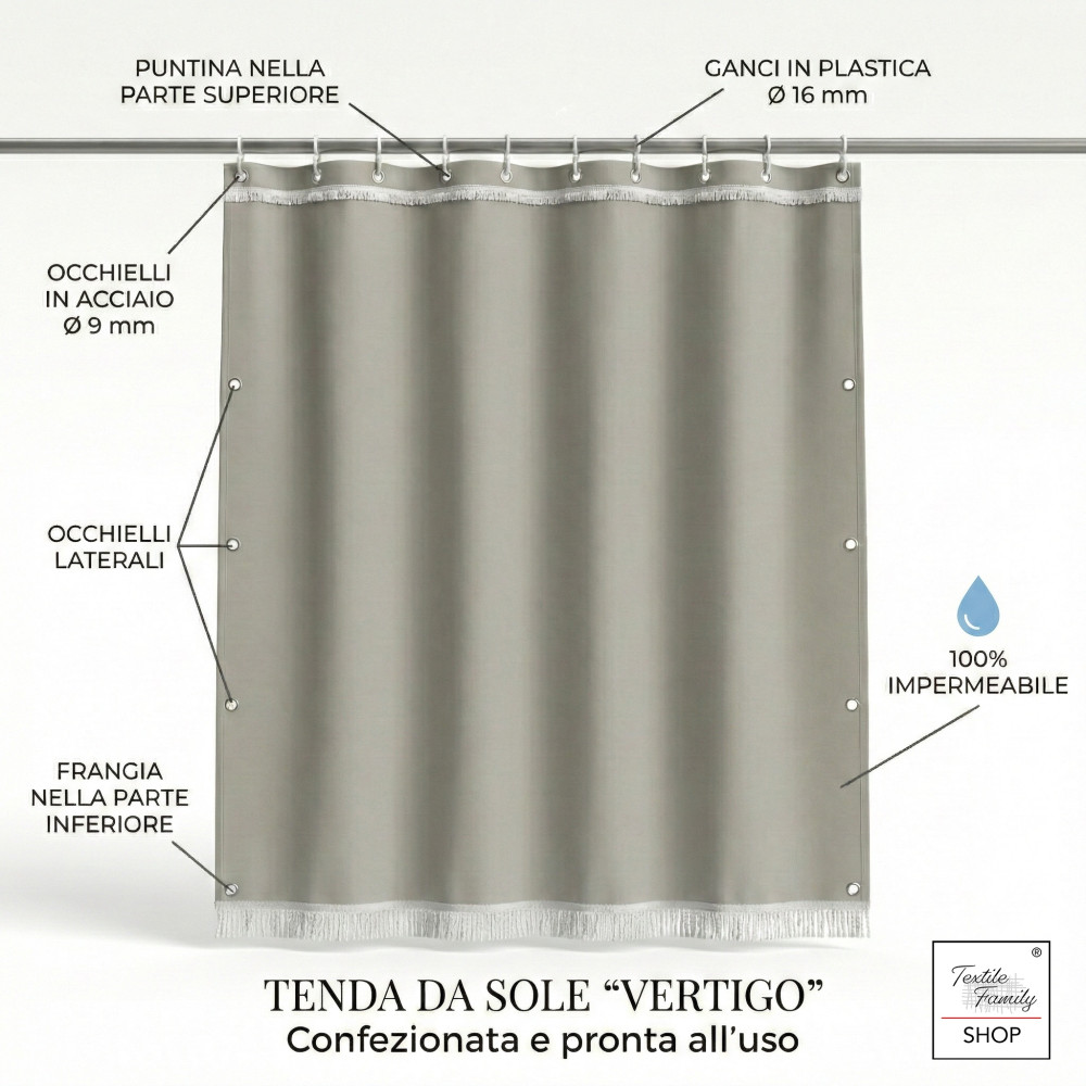 Ojales superiores de acero y acabado reforzado de toldo Vertigo naranja