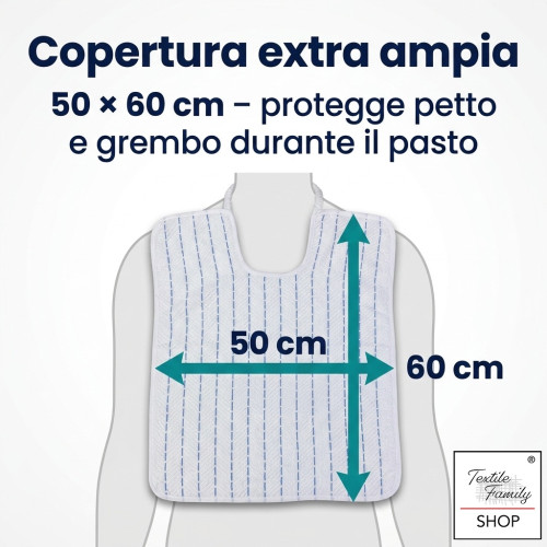 Bavette adulte avec élastique 50x60 Fabriqué en Italie | Tex Family