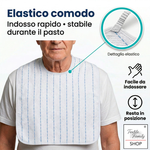 Erwachsenen-Lätzchen mit Elastik 50x60 Hergestellt in Italien | Tex Family