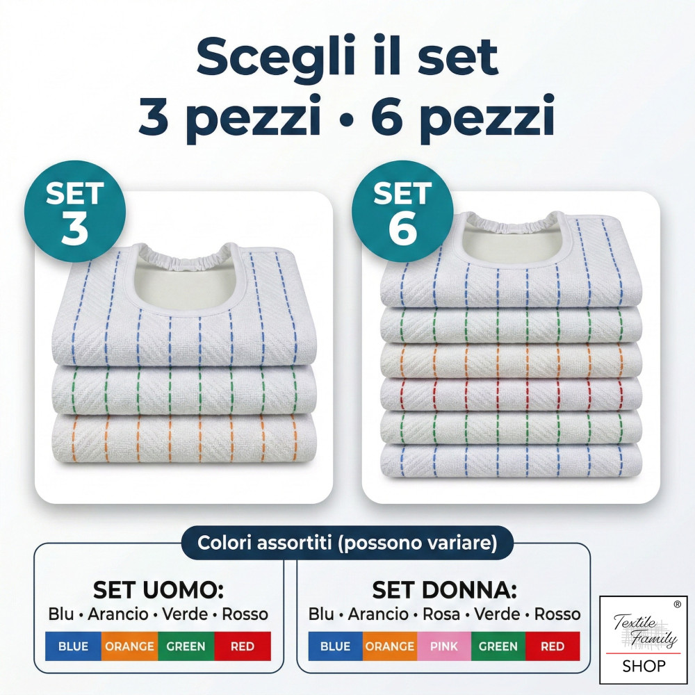 Babero para adultos con elástico 50x60 Fabricado en Italia | Tex Family