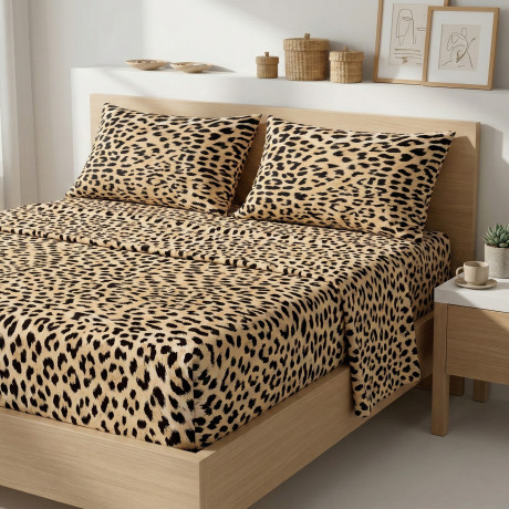 Safari Leopard Sheets Set 100% Cotton Made in Italy 2
