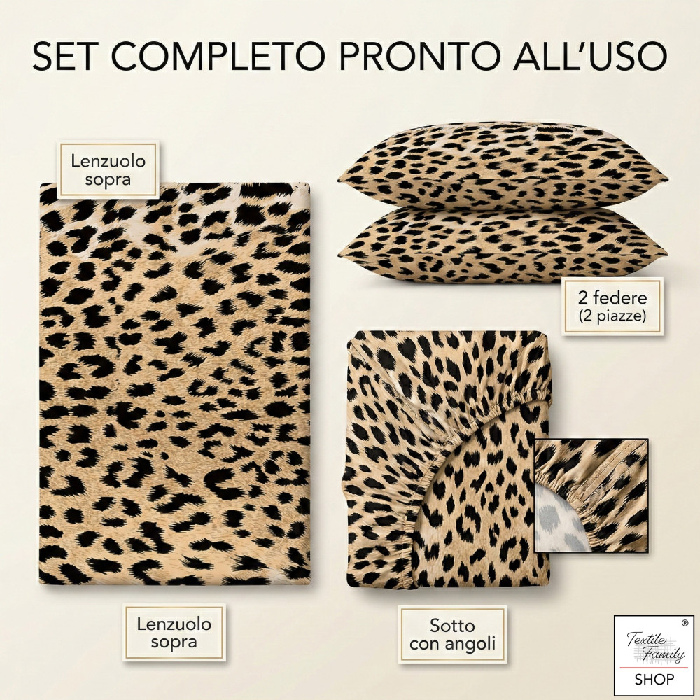 Safari Leopard Sheets Set 100% Cotton Made in Italy