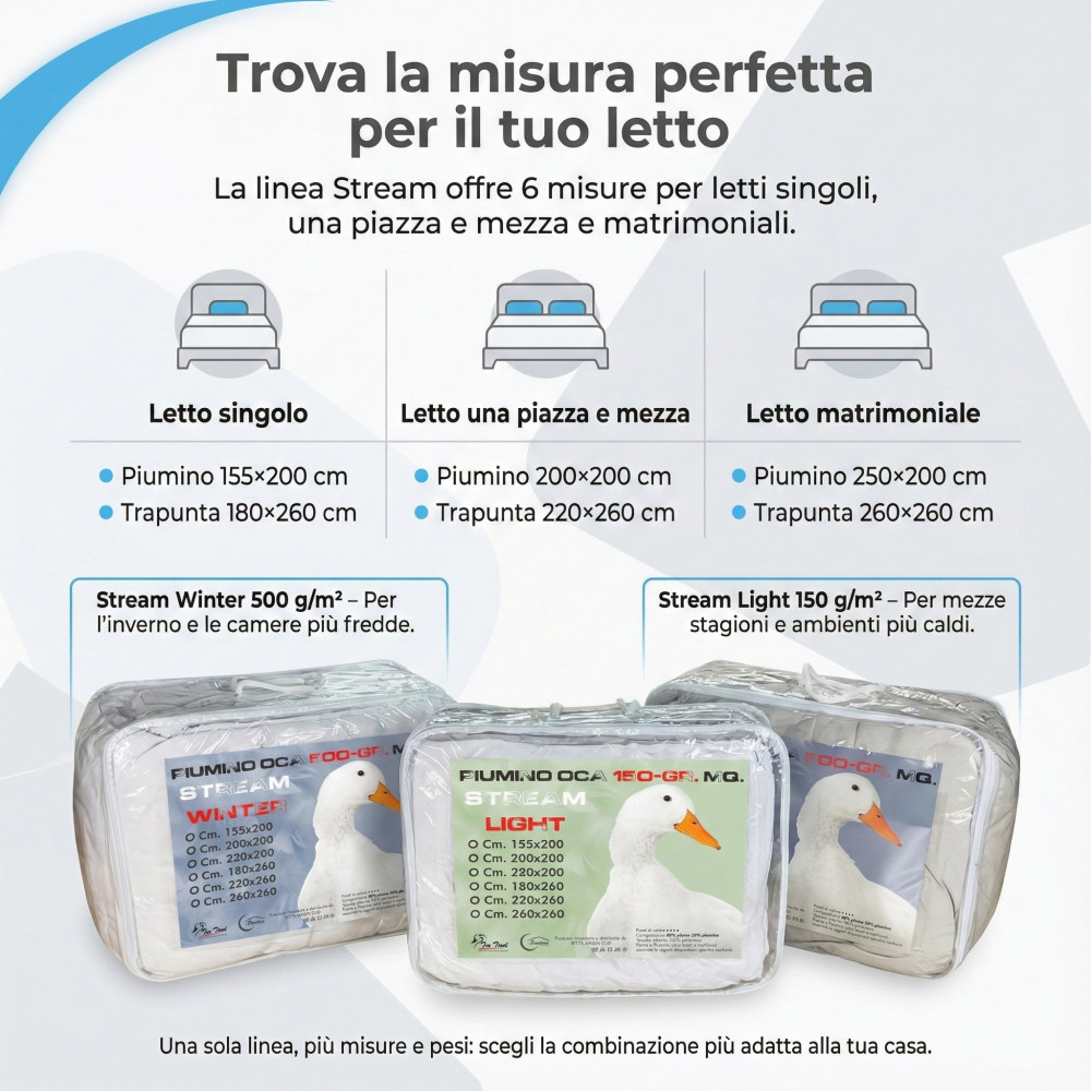 OCA Stream DUVET 500 GR. 80% GOOSE FEATHER 20% GOOSE DOWN TWO-TONE