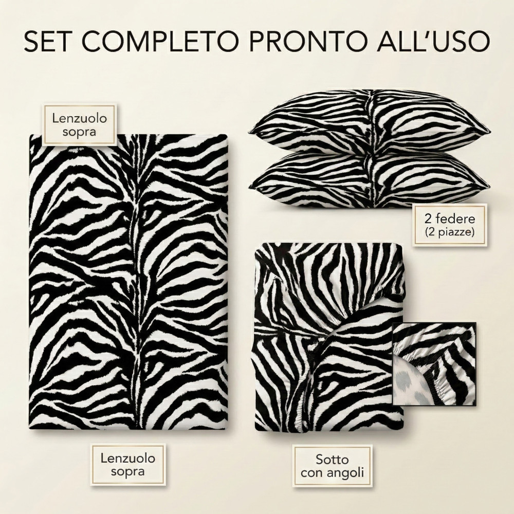 SEXI Schwarz-weiß gestreifte Bettwäsche Set aus reiner Baumwolle, hergestellt in Italien