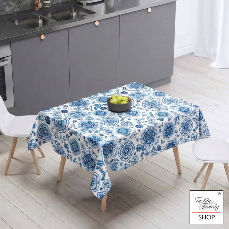 Tovaglia PVC Capri Blu impermeabile con retro felpato 2